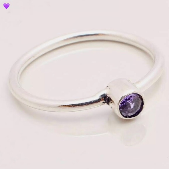 Tiny Bezel Set Amethyst Handmade Minimalist Ring - Picture 5 of 7